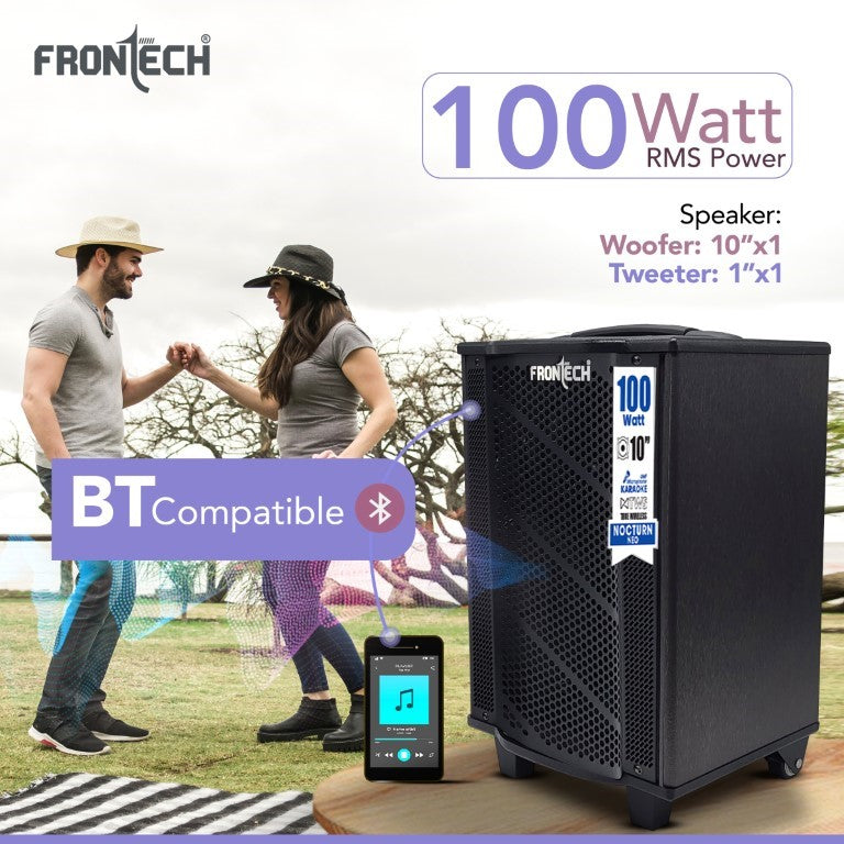 Frontech Nocturn Neo Trolley Speaker | 100W Sound | Wireless Mics | Multi-Input (SW-0225) Frontech Nocturn Neo Trolley Speaker | 100W Sound | Wireless Mics | Multi-Input (SW-0225)